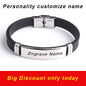 Fashion Engrave Logo Custom Name Bracelet Smooth Silicone Stainless Steel Bracelets for Men Personality Jewelry