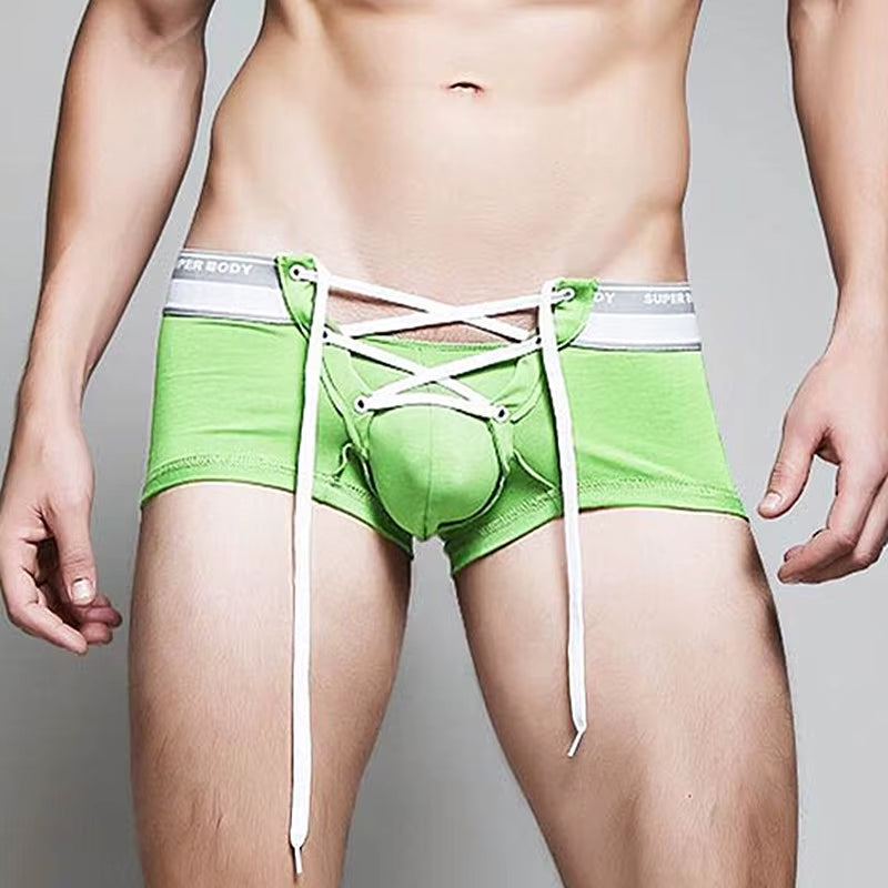 SUPERBODY Brand Men'S Cotton Sexy Underwear Men Boxer Shorts Drawstring Penis Pouch Designed Gay Underwear Boxers for Man