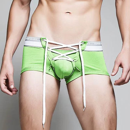 SUPERBODY Brand Men'S Cotton Sexy Underwear Men Boxer Shorts Drawstring Penis Pouch Designed Gay Underwear Boxers for Man