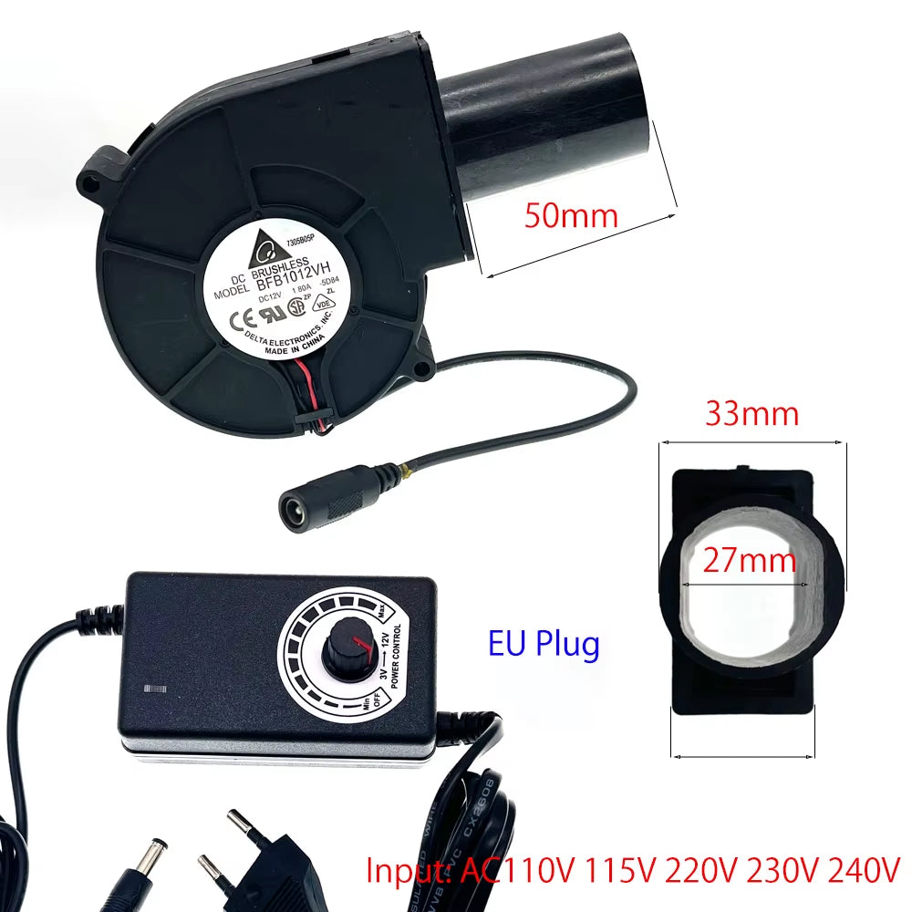 For Delta BFB1012VH 9733 Turbo Centrifugal Fan Blower 12V 1.80A High Speed with Variable Speed Controller for DIY Cooling