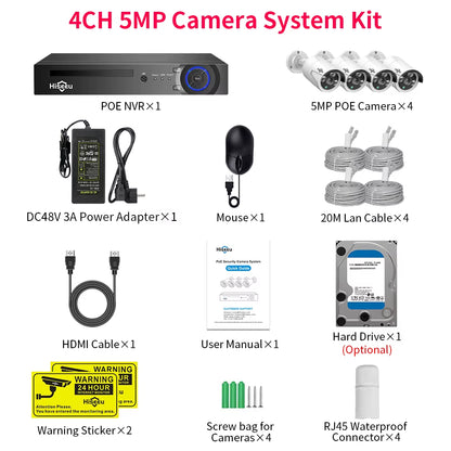 5MP 3MP 8CH POE NVR Video Audio Record ONVIF CCTV IP Security Surveillance Camera System Kit Set Outdoor House Waterproof