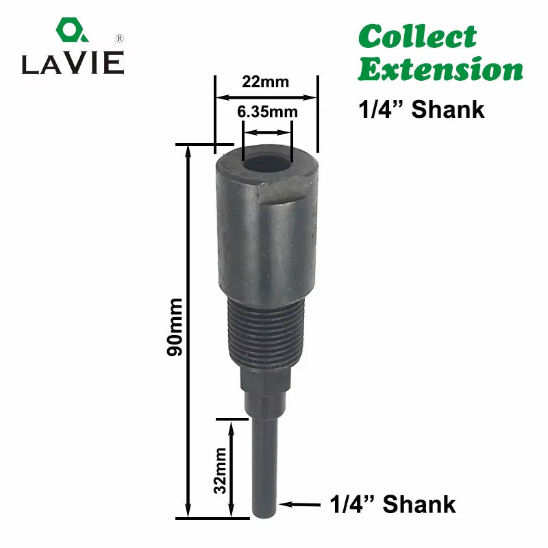 1 Pc 1/4" 8Mm 12Mm 1/2" Shank Router Bit Extension Rod Collet Engraving Machine Extension Milling Cutter for Wood MC04003