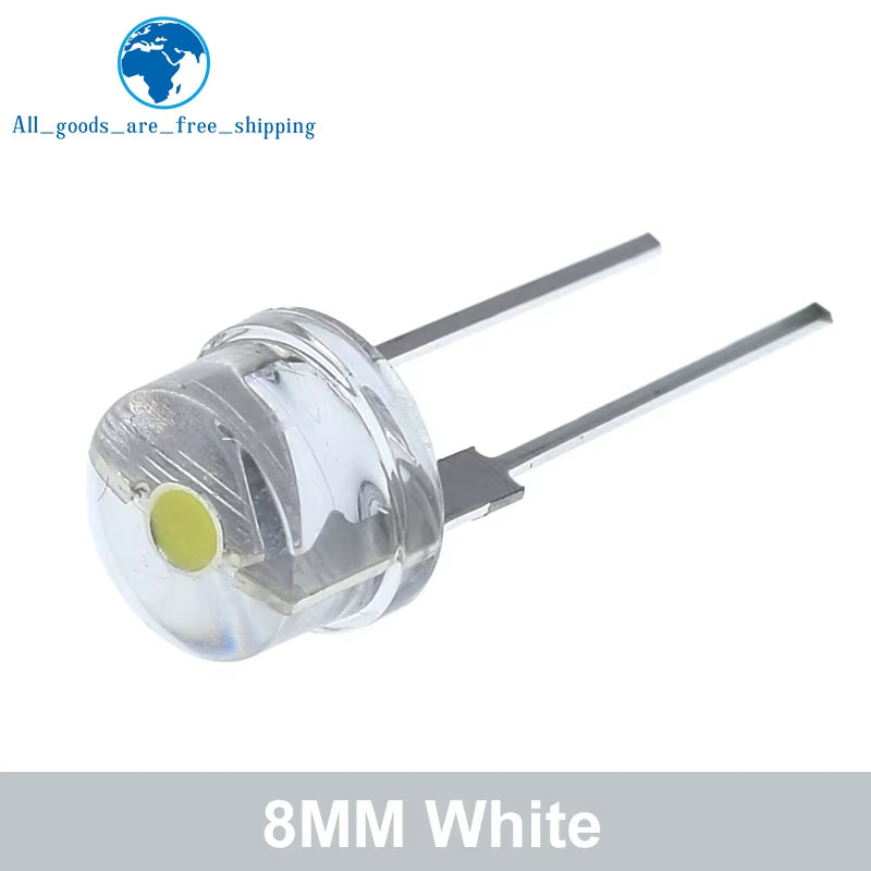 10/30PCS NEW F8 8Mm 0.5W 3.0-3.2V Straw Hat LED White Super Bright LED Lamp Wide Angle Transparent LED Lamp Strawhat LED