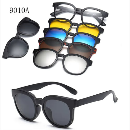 6 in 1 Changed Lens 5 Lenes Magnet Sunglasses Mirrored Sunglasses Glasses Men Polarization Custom Prescription