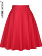 Women'S Runway Cotton Retro Vintage Skirt Black Faldas High Waist a Line Rockabilly Jupe 50S Swing Umbrella Skirts Pin up Skater