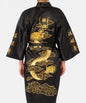 Navy Blue Chinese Men'S Satin Silk Robe Embroidery Kimono Bath Gown Dragon Size S M L XL XXL XXXL S0008