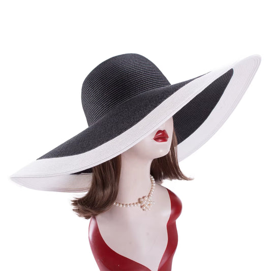 7.1''/18Cm Foldable Oversized Huge Wide Brim Sun Beach Straw Hats Wedding Womens Floppy Party Dressy A330