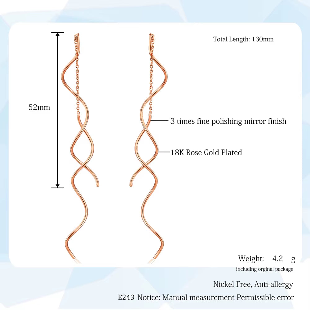 Ear Line for Women Simple Spiral Earrings Rose Gold Color Fashion Jewelry Brithday Friendship Gift ZYE243 ZYE319