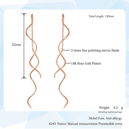 Ear Line for Women Simple Spiral Earrings Rose Gold Color Fashion Jewelry Brithday Friendship Gift ZYE243 ZYE319