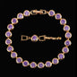 Pera Gorgeous Design Gold Color round Shape Purple Cubic Zirconia Stone Charm Link Bracelets Wedding Jewelry for Women B020