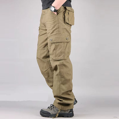 Men'S Cargo Pants Mens Casual Multi Pockets Sports Large Size 44 Tactical Pants Men Outwear Straight Loose Fashion Long Trousers