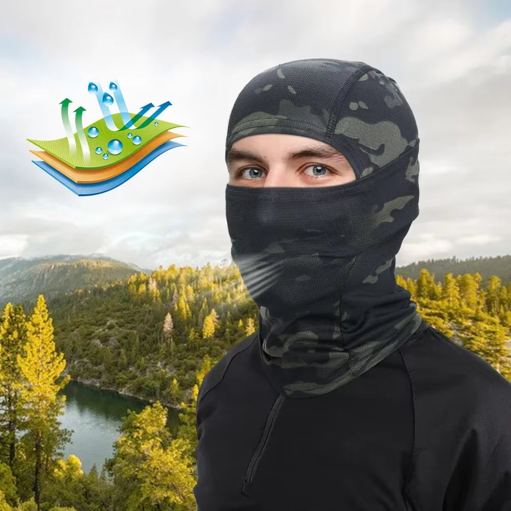 Camouflage Quick-Drying Mask Balaclava Outdoor Sport Bicycle Hood Hat Liner Full Face Cover Hiking Camping Hunting Fishing Men