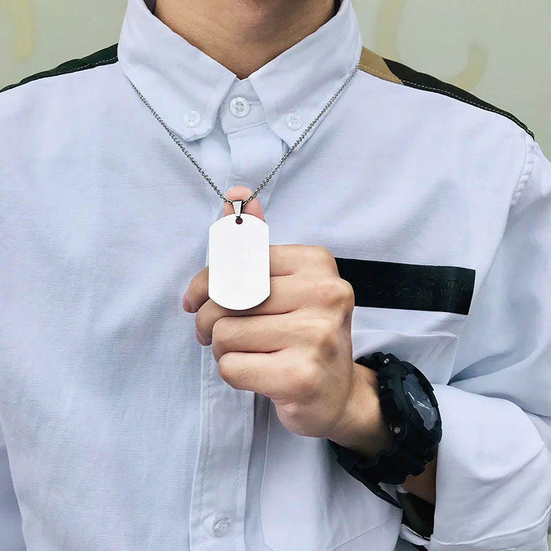 Stainless Steel Double Dog Tag Necklace for Men High Polished Pendant ID Men Jewelry 24" Chain Necklace