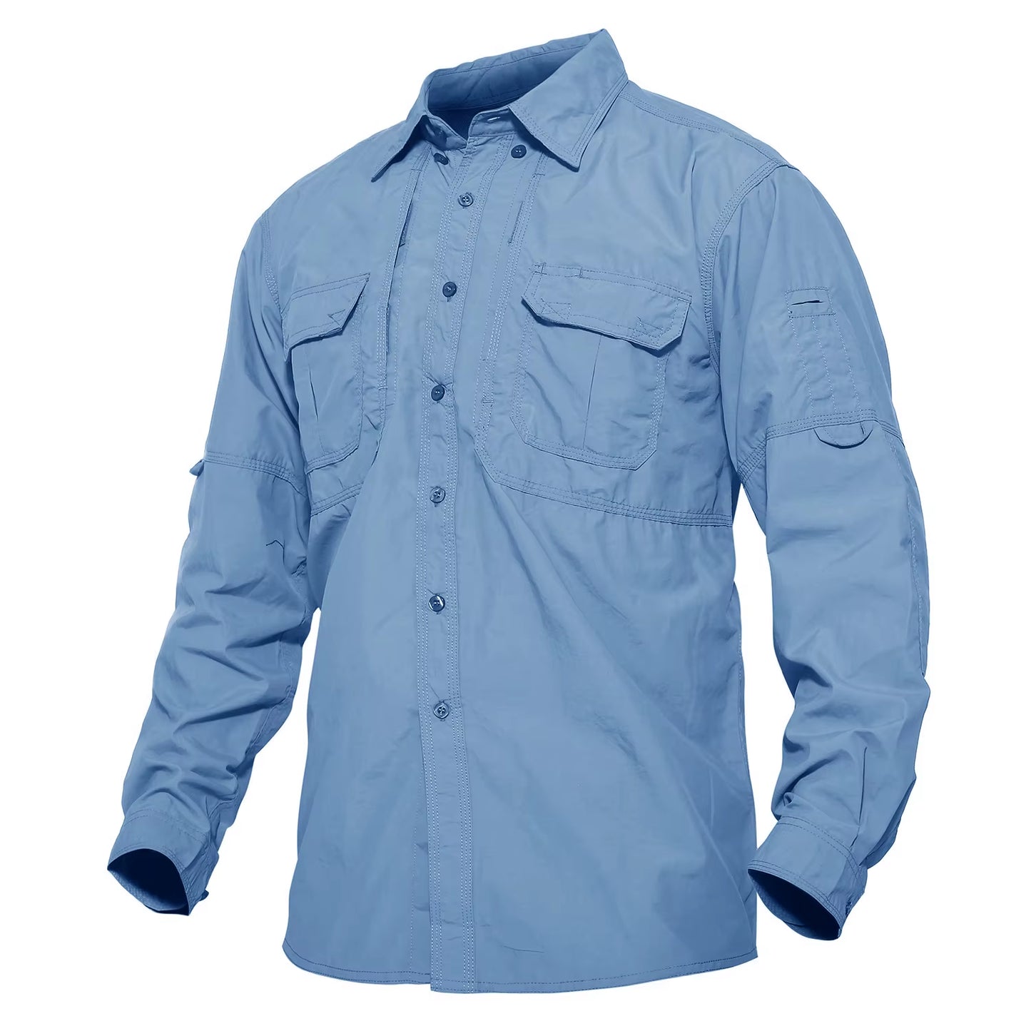 Mens Long Sleeve Shirts Summer Lightweight Quick Drying Shirt Hiking Nylon Shirts Long Sleeve Outdoor Work Cargo Shirts