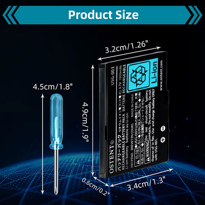 Real Capacity 1000Mah 3.7V Rechargeable Lithium Battery+Tool Kit for Nintendo DSL NDS Lite Gamepad Replacement Battery
