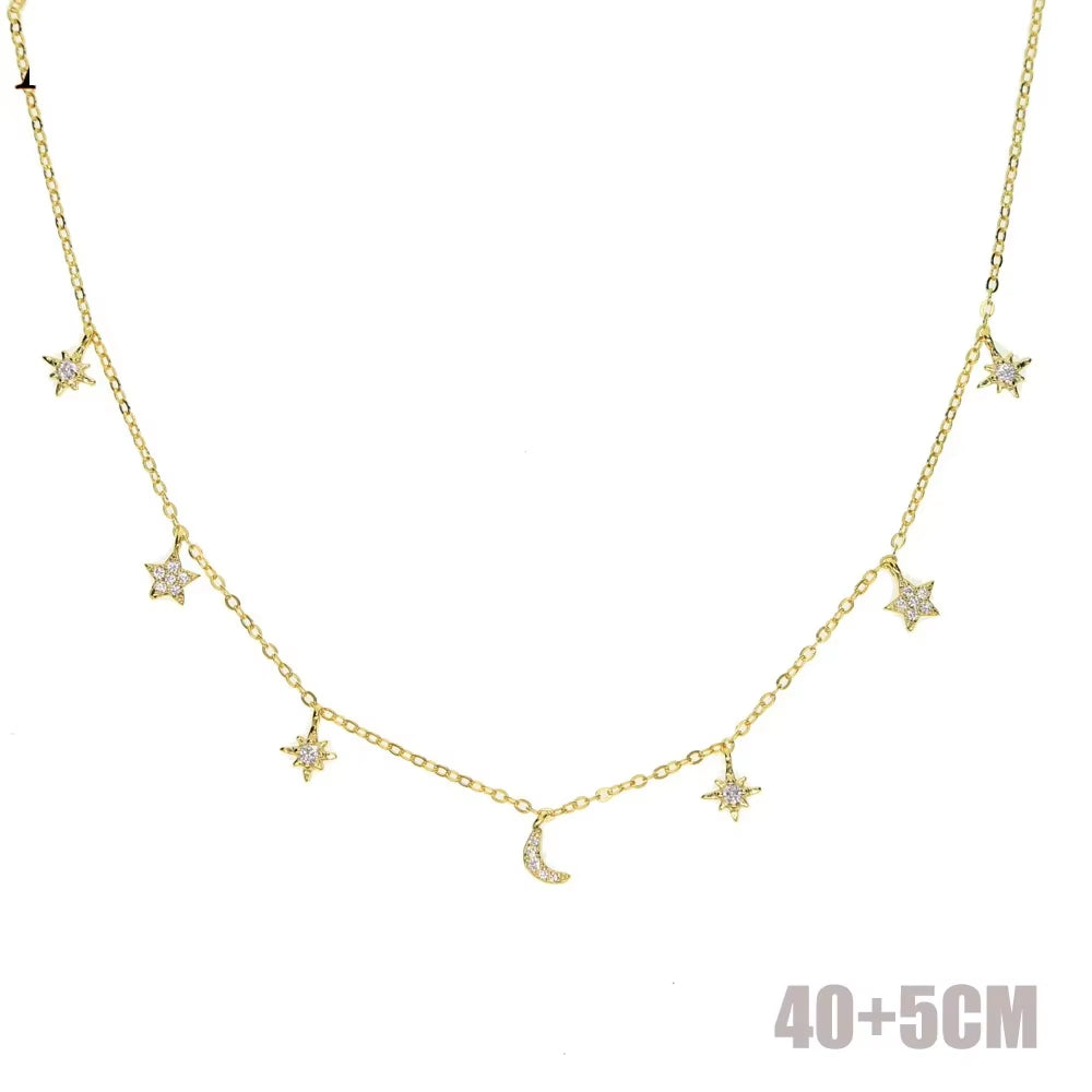 925 Sterling Silver Clear CZ Station Multi Charm Choker Fashion Delicate Dainty Disco Dots Drip Drop Pendant Necklace for Women