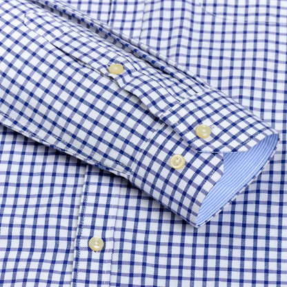 Men'S Long Sleeve Oxford Plaid Striped Work Casual Shirt with Pocket, Spring Autumn Cotton Blend Regular-Fit Button-Down Shirts