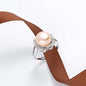 925 Sterling Silver Jewelry on Sale Big Natural Pearl Rings for Women Stone Ring Adjustable White/Pink/Purple Pearl