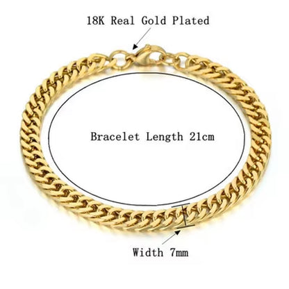 Mens 316L Stainless Steel Male Bracelet Wholesale Braslet Gold Silver Color Braclet Chunky Cuban Chain Link Bracelet for Man