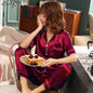 Womens Silk Satin Pajamas Pyjamas Set Sleepwear Pijama Pajamas Suit Female Sleep Two Piece Set Women'S Loungewear plus Size