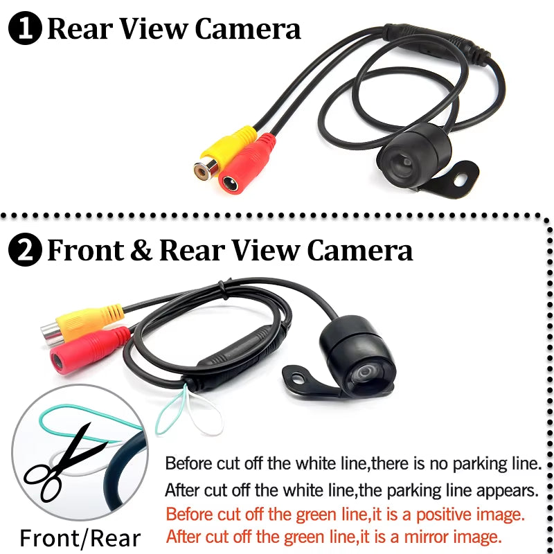 Reverse Camera Front Rearview Car Night Vision with Built-In Distance Scale Lines Universal Waterproof HD System
