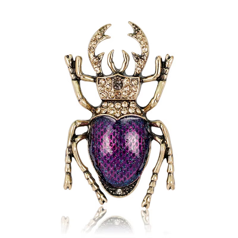 New Vintage Jewelry Beetle Brooches for Women Kids Enamel Green Purple Animal Insects Brooch Jewelry