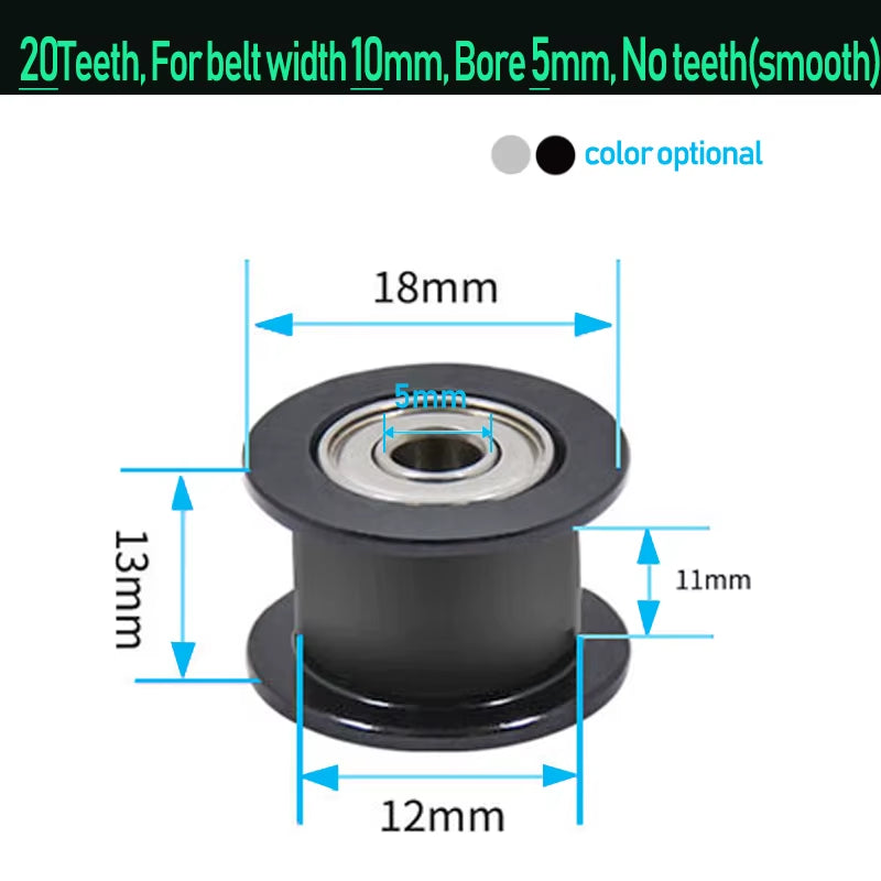GT2 Idler Timing Pulley 16-Tooth 20-Teeth with 3Mm or 5Mm Bore with Bearings for 3D Printer Parts Timing Belt 6Mm 10Mm