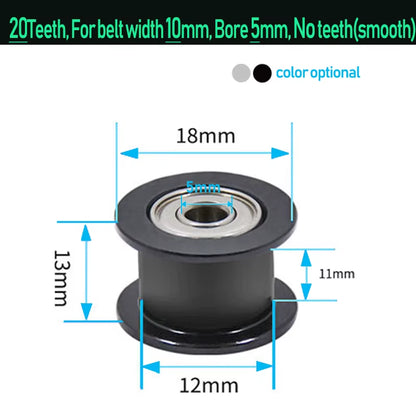 GT2 Idler Timing Pulley 16-Tooth 20-Teeth with 3Mm or 5Mm Bore with Bearings for 3D Printer Parts Timing Belt 6Mm 10Mm