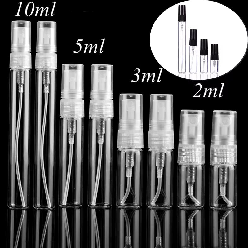 5Pcs/Pack 2ML 3ML 5ML 10ML Clear Mini Perfume Glass Bottle Empty Cosmetics Bottle Sample Test Tube Thin Glass Vials Amber