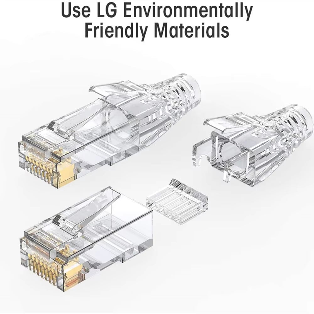 20/50/100Pcs Cat6 RJ45 Connector UTP Cable Ethernet Jack 8P8C Network CAT6 Cat5E Modular Plugs with 6.5Mm RJ45 Caps