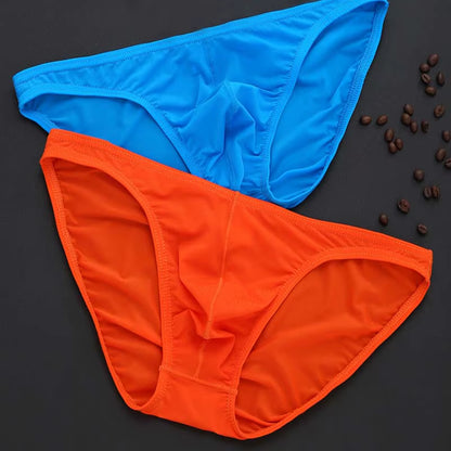 Men'S Briefs Soft Breathable Silk Sexy Underwear Men'S Hot Hips up Transparent Jockstrap Sexy Colorful Undies Cueca