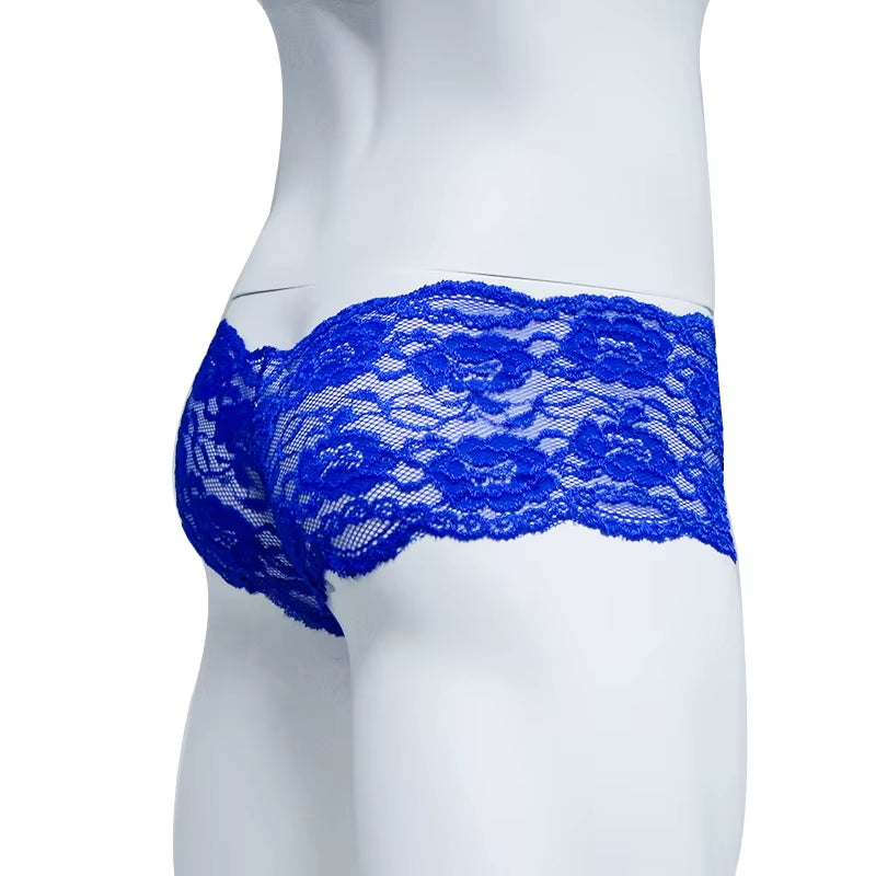 Lace Sexy Underwear Men Boxers Hombre Man Sissy Transparent Ultra Thin Panties Penis Pouch Boxer Shorts Underpants Cueca