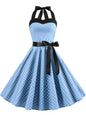 Polka Dot Dress Women Vintage Swing Halter Belt 50S 60S Rockabilly Prom Party Dresses Retro Feminino Vestidos
