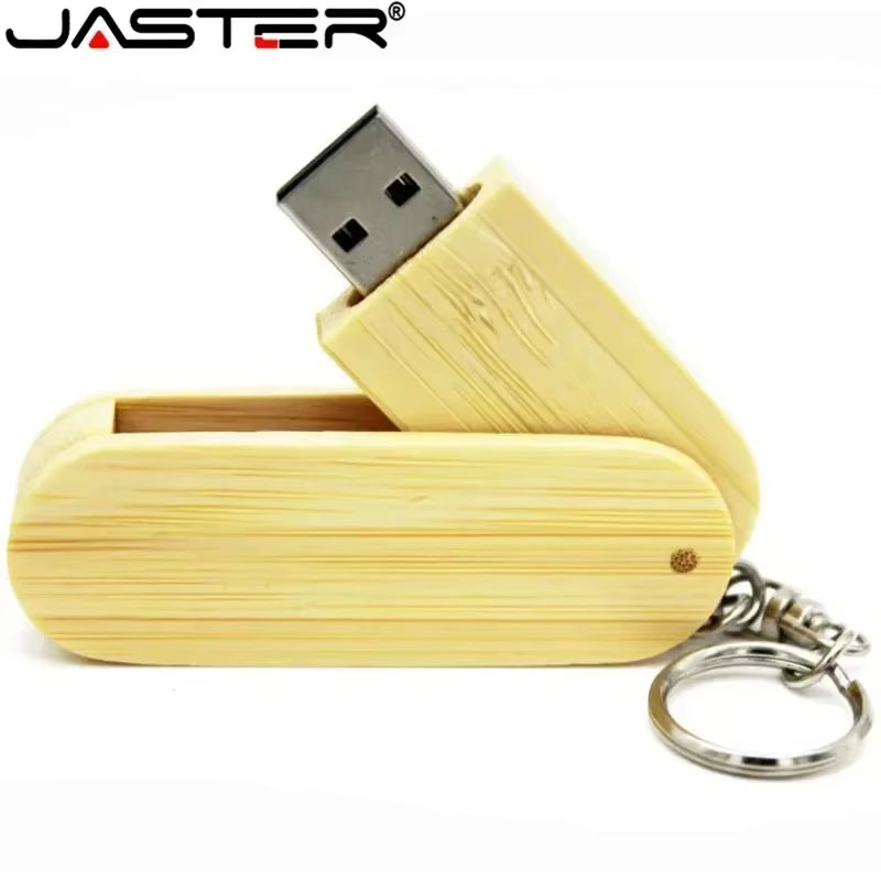 Wooden Rotatable USB USB Flash Drives 128GB Memory Stick Free Custom Logo 64GB 32GB with Key Chain Business Gift Pendrive