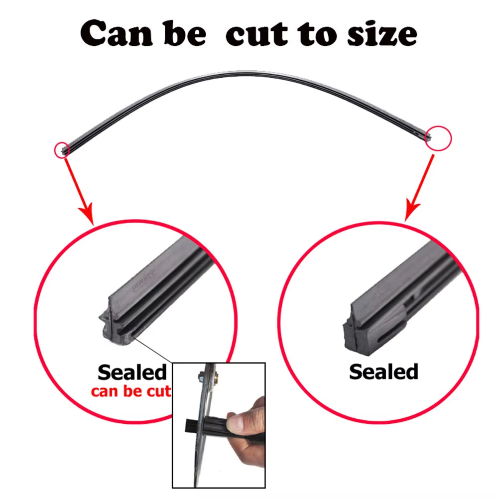 2Pcs/Lot Car Rubber Vehicle Insert Strips Wiper Blade Blades (Refill) 6Mm/8Mm 14"16"22"24"26" Car Accessories Soft Refills
