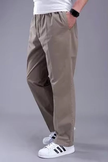Plus Size 8XL 11XL 12Xl Middle-Aged Men'S Summer Thin Elastic Band High Waist Cotton Casual Trousers Dad Oversize 9XL 8XL 7XL