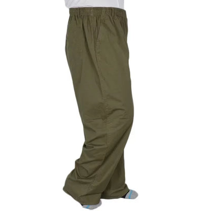 Plus Size 8XL 11XL 12Xl Middle-Aged Men'S Summer Thin Elastic Band High Waist Cotton Casual Trousers Dad Oversize 9XL 8XL 7XL