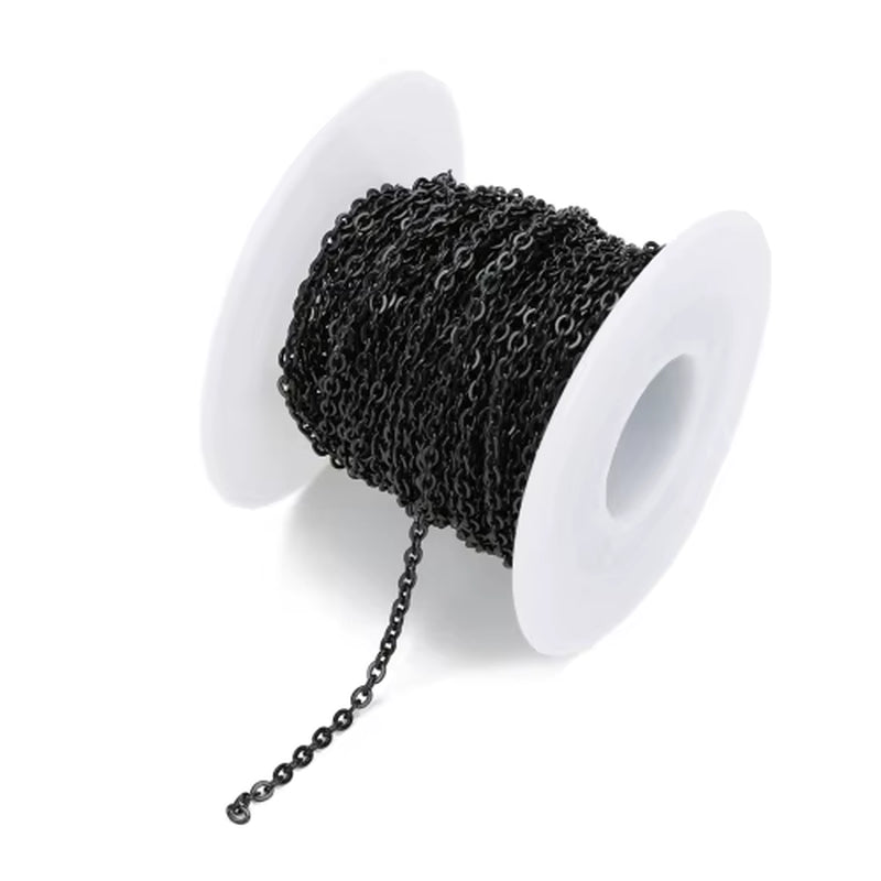 10 Yard/Lot 1Mm 1.5Mm 2Mm 2.5Mm 3Mm Stainless Steel Cable Chain Bulk for Rhodium Black Chain Necklace Diy Jewelry Materials