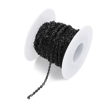 10 Yard/Lot 1Mm 1.5Mm 2Mm 2.5Mm 3Mm Stainless Steel Cable Chain Bulk for Rhodium Black Chain Necklace Diy Jewelry Materials