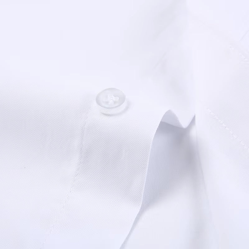 Men'S Classic Long Sleeve Standard-Fit Dress Shirts Formal Business Social Simple Basic Design White Work Office Casual Shirt