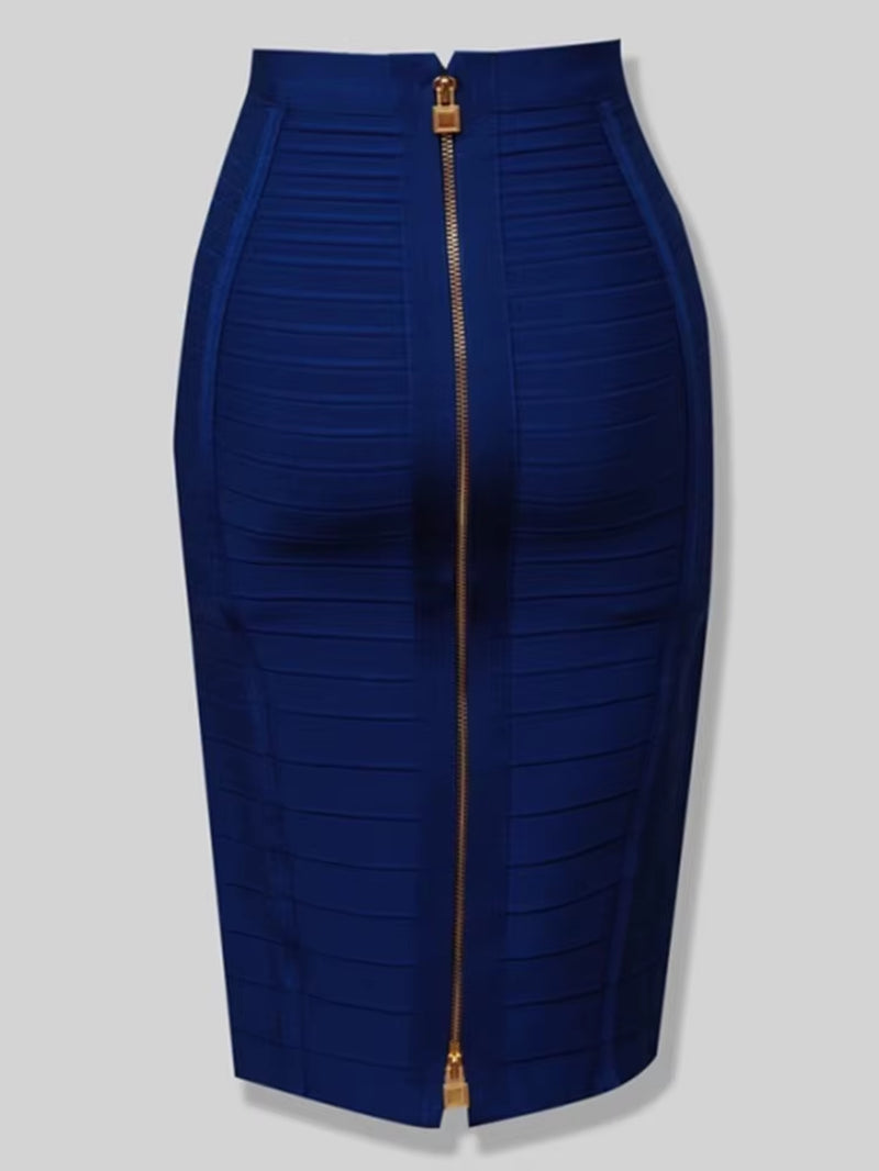 16 Colors Sexy Solid Zipper Orange Blue Black Red Bandage Skirt Women Elastic Bodycon Summer XL XXL Pencil Skirts 58Cm