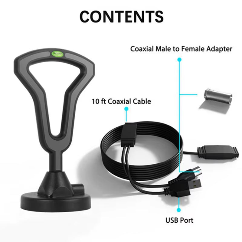 Universal Hdtv Aerial Antenna Amplifier High Gain Low Latency Signal Reception for Enhance Indoor Digital Tv, Durable