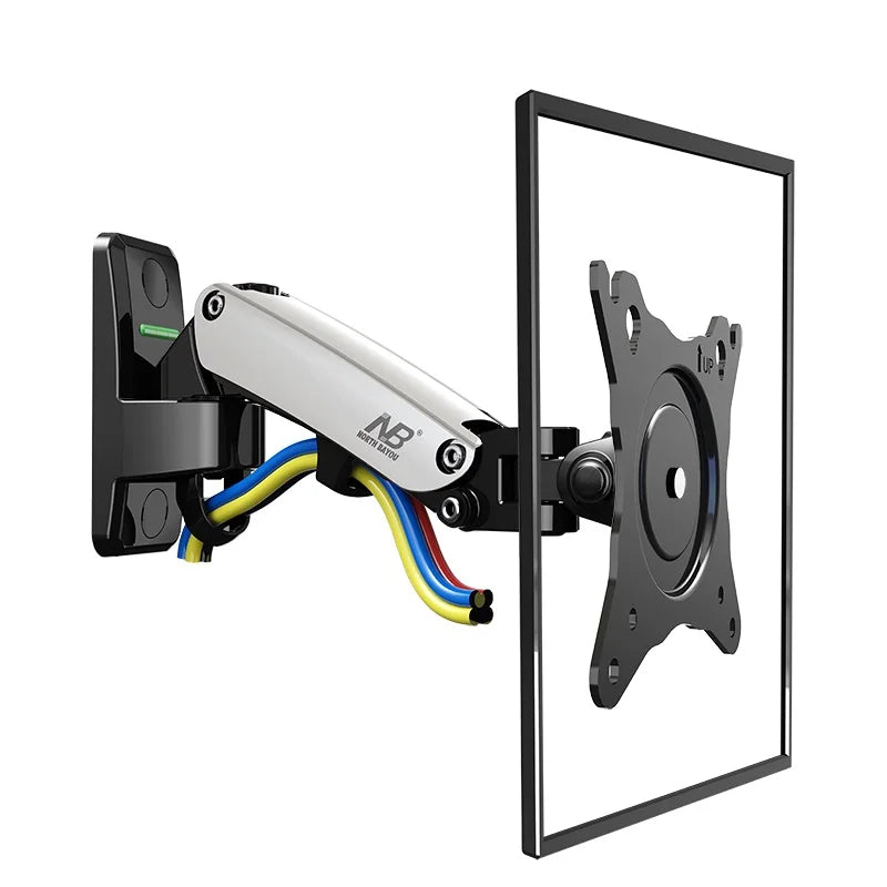 NB F120 17-27" Gas Spring Full Motion TV Wall Mount Bracket LCD Monitor Stand Aluminum Arm Bracket Silver 360 Rotate