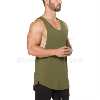 Brand Gym Clothing Men Bodybuilding and Fitness Stringer Tank Top Vest Sportswear Undershirt Muscle Workout Singlets