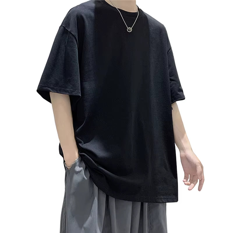 Oversized Summer Short Sleeve Men'S T Shirt New Fashion Solid Loose O-Neck T Shirts Mens Cotton Hip Hop Streetwear Top Tees 5XL