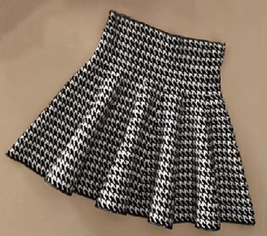Autumn Winter Korean Women Skirt Knitting Woolen Midi Skirt Winter Ladies High Waist Casual Pleated Elastic Flared Skirts Womens