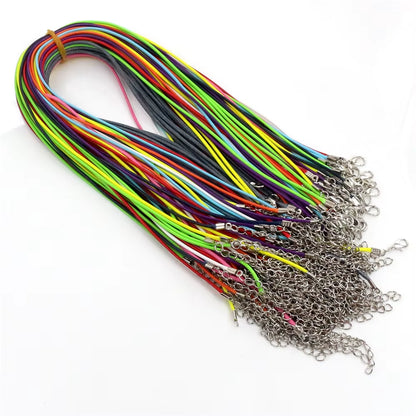 Handmade Leather 20Pcs/Lot Adjustable Braided Rope Necklaces & Pendant Charms Findings Lobster Clasp String Cord