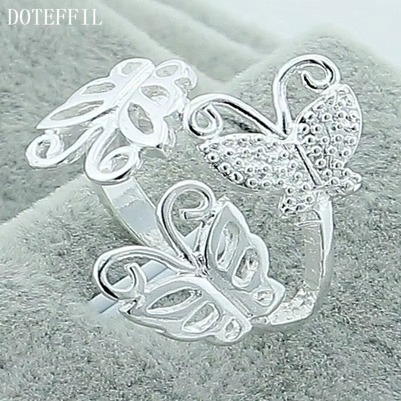 925 Sterling Silver Three Butterfly Ring for Women Wedding Engagement Party Fashion Charm Jewelry