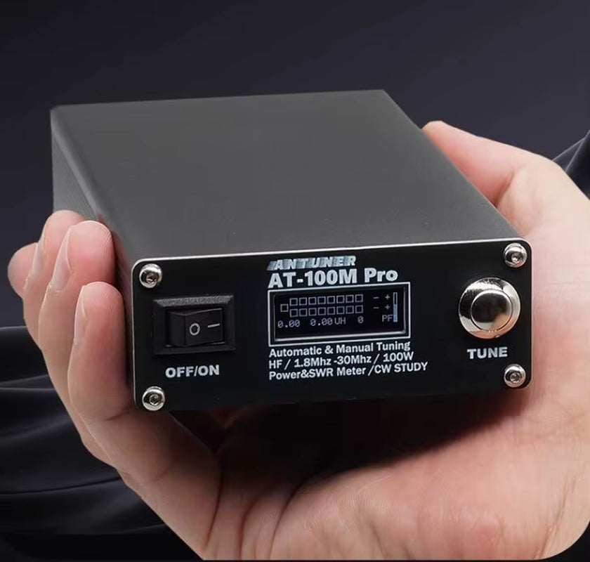 ANTUNER AT-100M Pro 100W 1.8Mhz-30Mhz ATU-100 ATU-100M QRP Antenna Tuner Morse Code SWR Meter Power Meter for HF Radio