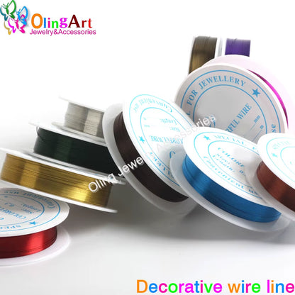 0.4MM 12M/Roll Wire Line Mixed Multicolor Plated Beaded Crafts DIY Choker Bracelet Necklace Jewelry Making